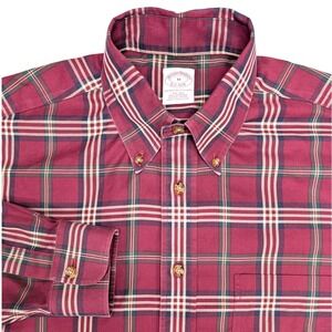Brooks Brothers Mens‎  Plaid Button Down Shirt Non Iron Red Size Medium